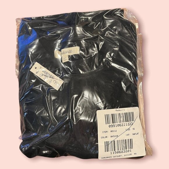 Madewell (Re)sourced Cotton Shrunken Sweatshirt AD112 black xs - Picture 3 of 4